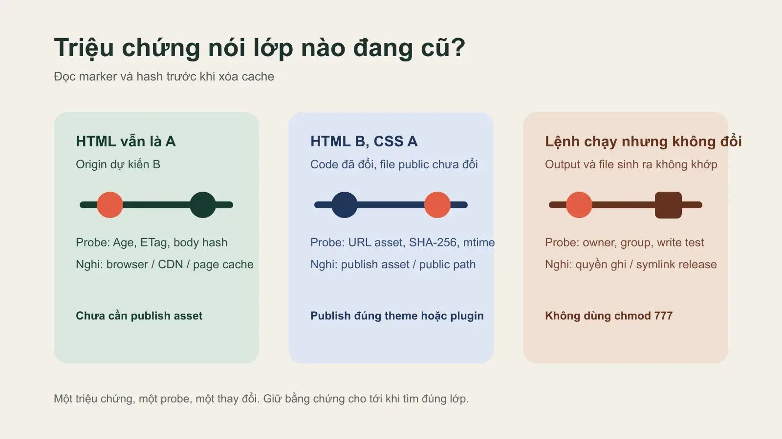 Ma trận phân biệt HTML cũ, CSS cũ và lỗi quyền ghi sau deploy Botble