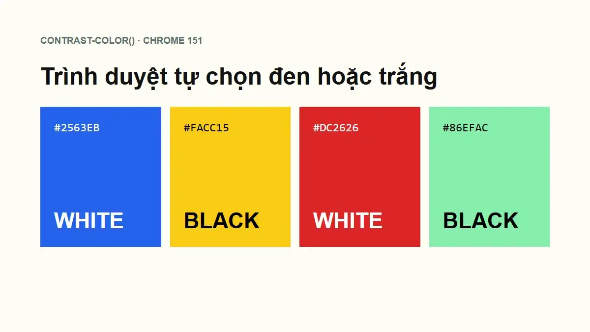 Bốn swatch xanh vàng đỏ và bạc hà dùng chữ đen hoặc trắng