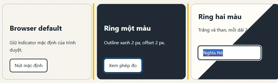 Ba focus style trên nền sáng, nền tối và nền chia đôi sáng tối