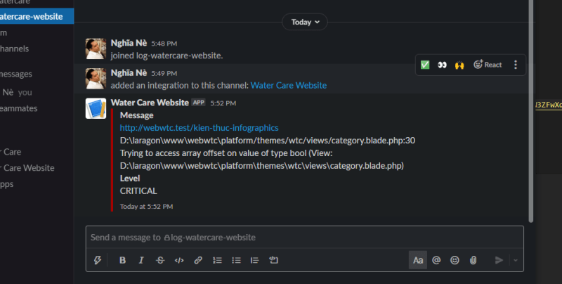 Hướng dẫn gửi thông báo lỗi đến Slack ở Botble CMS